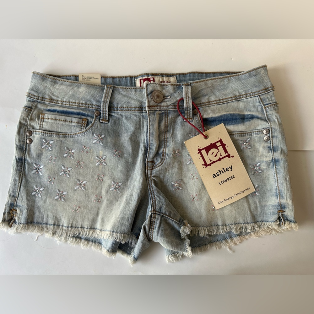 Lei kids  Embroidered Light‎ Blue Jean Shorts
